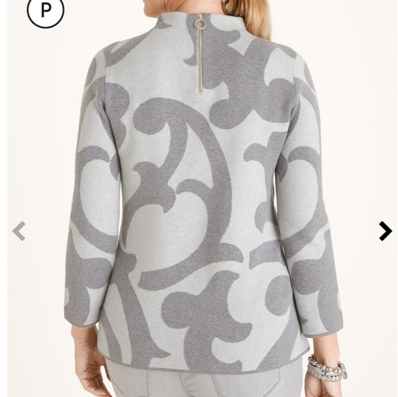 CHICO'S | PRINTED STRUCTURED MOCK-NECK SWEATER - Picture 3 of 16